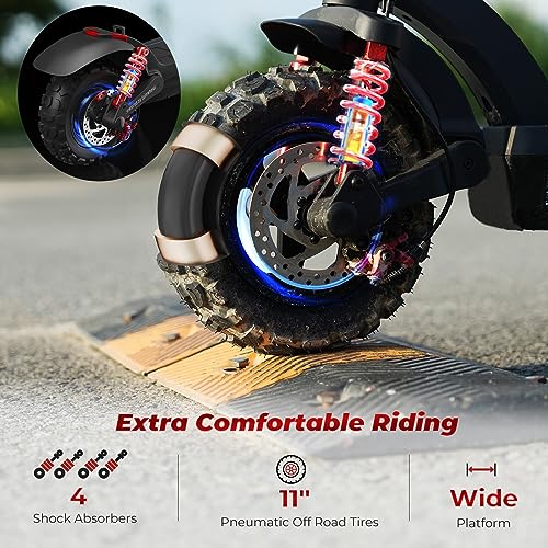 isinwheel GT2 Electric Scooter Adults 11" Off Road Tires, 1000W Motor E-Scooter Up to 28 Miles Long Range, 28 MPH Top Speed, Foldable Commuting Scooter with Dual Brakes & Suspension