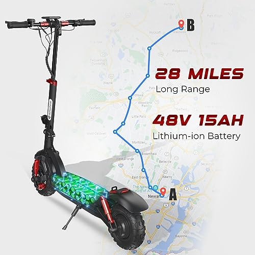 isinwheel GT2 Electric Scooter Adults 11" Off Road Tires, 1000W Motor E-Scooter Up to 28 Miles Long Range, 28 MPH Top Speed, Foldable Commuting Scooter with Dual Brakes & Suspension