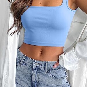 Meyeeka Cropped Tank Tops Going Out Crop Tops for Women Trendy Party Night Clubwear Della Robbia Blue M