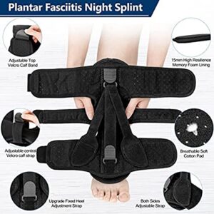 HYFOL Plantar Fasciitiss Brace, Plantar Fasciitiss Night Splint, Achilles Tendonitis Brace with Arch and Ankle Suppor, 3 Adjustable Straps Compression Foot Sleeves for All