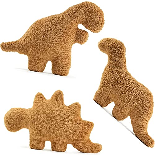 Lixzuch 3 Packs Dino Nugget Pillow Plush, 18 inches Dinosaur Chicken Nugget Pillow Stuffed Animal Plush Toy, Dino Nugget Plush Dinosaur Theme Party Decoration Birthday Gift for Kids Boys Girls