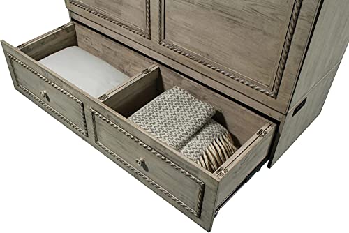 Mega Solutions Venetian Murphy Cabinet Bed with Deepest Storage Drawer On The Market and USB Charging Station (Queen, Antique Oak)