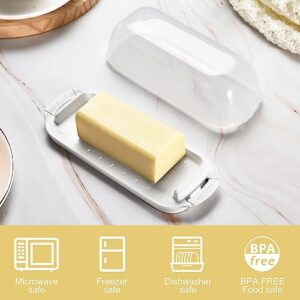 Butter Dish with Clear Lid, Butter Container Holds for Countertop, Unbreakable Butter Keeper for Home Kitchen Decor, Perfect for East/West Coast Butter, BPA-free, Microwave/Dishwasher Safe (White)