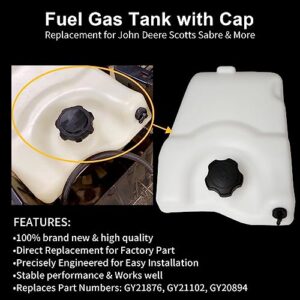 Misakomo GY21876 Gas Fuel Tank, Plastic Gas Tank Compatible with John Deere 100 Series, include D140 L100 L108 L110 L111 L118 L130 LA105 LA115 Riding Lawn Mower Fuel Tank, Replace GY21102, GY20894