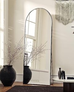 antok floor mirror, 59"x16" full length mirror with stand, arched wall mirror, glassless mirror full length, floor mirror freestanding, wall mounted mirror for bedroom living room, 59"x16"(black)