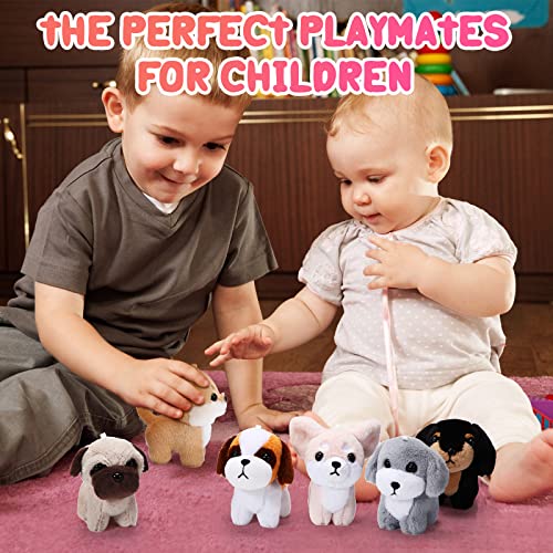 Lenwen 6 Pcs Puppy Dog Stuffed Animals Plush Realistic Dog Toys Bulk 4 Inch Cute Plush Puppy Dog Stuffed Animals for Birthday Gifts Animal Themed Party Decoration Favors