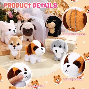 Lenwen 6 Pcs Puppy Dog Stuffed Animals Plush Realistic Dog Toys Bulk 4 Inch Cute Plush Puppy Dog Stuffed Animals for Birthday Gifts Animal Themed Party Decoration Favors