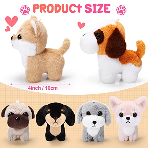 Lenwen 6 Pcs Puppy Dog Stuffed Animals Plush Realistic Dog Toys Bulk 4 Inch Cute Plush Puppy Dog Stuffed Animals for Birthday Gifts Animal Themed Party Decoration Favors