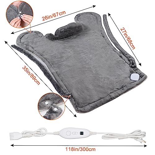 Weighted Heating Pad - Pads for Neck and Shoulders,Large Electric Heated Neck Shoulder,for Back/Waist/Abdomen Pain Relief,6 Heat Settings,Washable,26"×35"