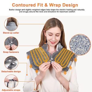 Weighted Heating Pad - Pads for Neck and Shoulders,Large Electric Heated Neck Shoulder,for Back/Waist/Abdomen Pain Relief,6 Heat Settings,Washable,26"×35"