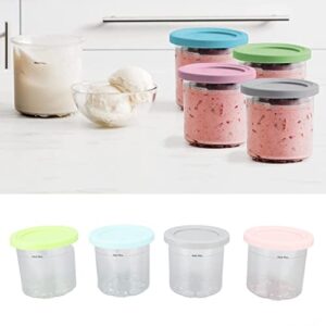 Rosvola Ice Cream Pint Container with Silicone Lid Replacement for Ninja Creami, Compatible with NC299AMZ & NC300s Series Creami Ice Cream Makers, BPA Free and Dishwasher Safe (4 Pack)