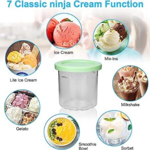 Rosvola Ice Cream Pint Container with Silicone Lid Replacement for Ninja Creami, Compatible with NC299AMZ & NC300s Series Creami Ice Cream Makers, BPA Free and Dishwasher Safe (4 Pack)