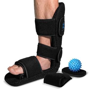 z athletics plantar fasciitis night splint - adjustable foot drop support for plantar fascia relief, arch pain, achilles tendonitis - fits women and men (black, medium)