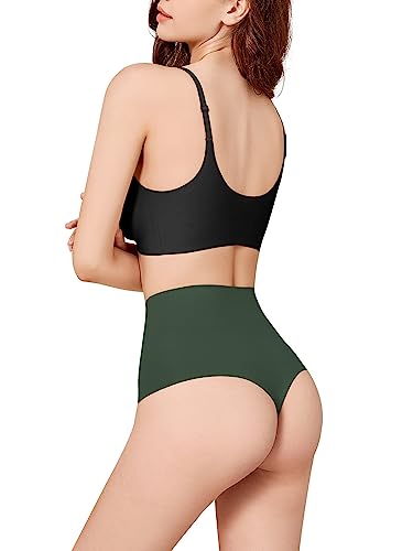 VIVISOO No Show High Waisted Underwear for Women Seamless Thong Quick Drying Athletic Panties Ladies Breathable High Waist Shaping G-Strings Dark Pack X-Large