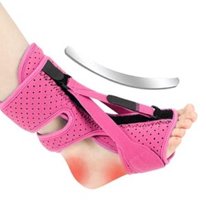 quflaivy plantar fasciitis night splint lightweight foot drop brace relief heel pain foot drop ankle support for men women pink