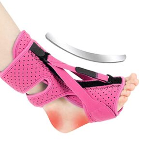 Quflaivy Plantar Fasciitis Night Splint Lightweight Foot Drop Brace Relief Heel Pain Foot Drop Ankle Support for Men Women Pink