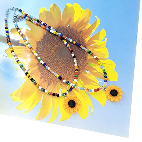 BFF Necklace For Women 2 - Handmade Colourful Beaded Charm Necklace Friendship Necklace Best Friend Necklace Jewellery Gift For Women Teenage Girls (Sunflower)