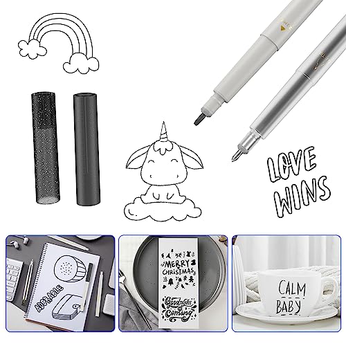 DOOHALO Metallic Grey Black Pens for Cricut Maker 3/Maker/Explore 3/Air 2/Air 1.0/0.8/2.0/2.5 Variety Point Tips Gel Glitter Markers for drawing Writing Compatible with Cricut Machine