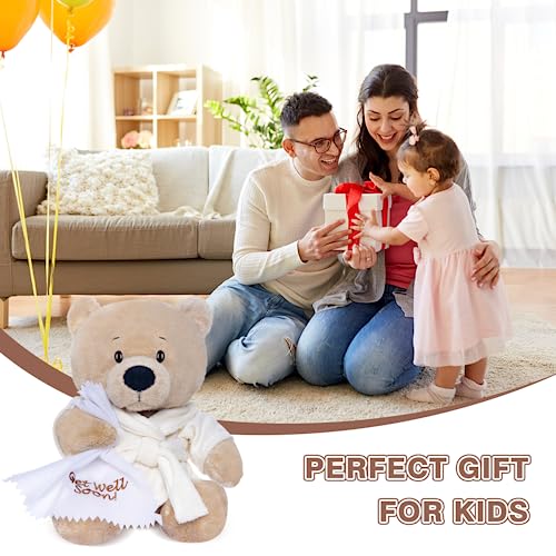 My OLi 9" Teddy Bear Stuffed Animal Plush Toys Soft Bear Dressed in Bathrobe with Soothing Towel “Get Well Soon” Soft Plush Bear Toy Bedtime Gifts for Baby Kids Girls Boys，Beige