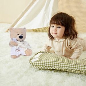 My OLi 9" Teddy Bear Stuffed Animal Plush Toys Soft Bear Dressed in Bathrobe with Soothing Towel “Get Well Soon” Soft Plush Bear Toy Bedtime Gifts for Baby Kids Girls Boys，Beige