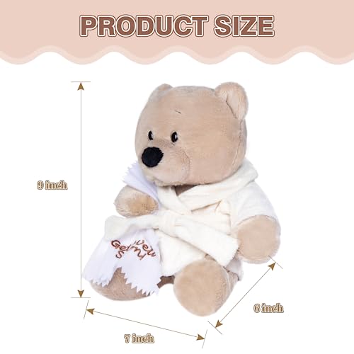 My OLi 9" Teddy Bear Stuffed Animal Plush Toys Soft Bear Dressed in Bathrobe with Soothing Towel “Get Well Soon” Soft Plush Bear Toy Bedtime Gifts for Baby Kids Girls Boys，Beige