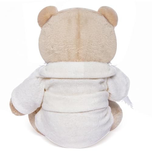 My OLi 9" Teddy Bear Stuffed Animal Plush Toys Soft Bear Dressed in Bathrobe with Soothing Towel “Get Well Soon” Soft Plush Bear Toy Bedtime Gifts for Baby Kids Girls Boys，Beige