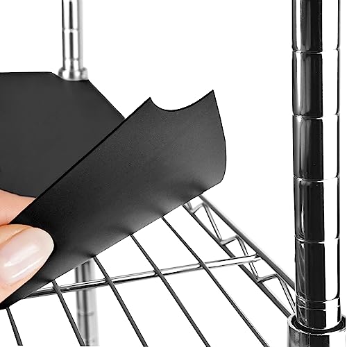 DUALSO Wire Shelf Liner Wire Rack Shelf Mat - Thick Wire Shelf Cover - Waterproof Plastic Shelf Liner, Metal Shelf Liner - Easy Use Wire Shelving Cover for Closet (Black, 14" X 24" (Set of 3))