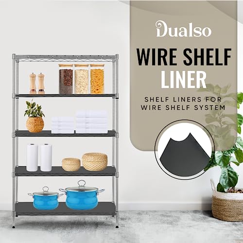 DUALSO Wire Shelf Liner Wire Rack Shelf Mat - Thick Wire Shelf Cover - Waterproof Plastic Shelf Liner, Metal Shelf Liner - Easy Use Wire Shelving Cover for Closet (Black, 14" X 24" (Set of 3))