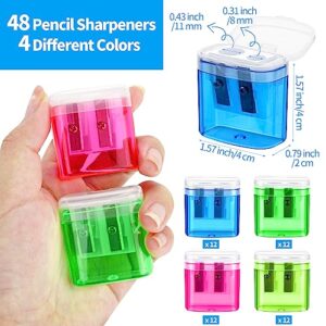 Aodaer 144 Pieces Welcome Back to School Pencils and Pencil Sharpeners First Day of School Student Pencils with Erasers and Bucket for Classroom Reward Prizes School Supplies,12 Styles