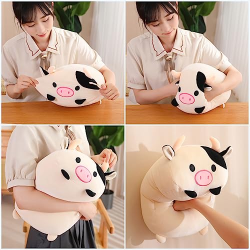 Cow Plush Pillow, 16 inch Kawaii Cow Stuffed Animal Toy Soft Cow Plushie Animal Pillows Toy Gifts for Boys and Girls