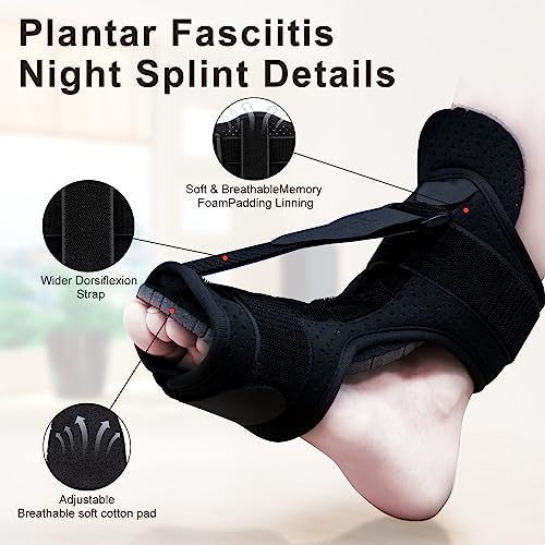 Plantar Fasciitis Night Splint, Plantar Fasciitis Achilles Tendinitis Pain Relief, Adjustable Straps Plantar Fasciitis Relief, Plantar Fasciitis Brace with Arch Support, for Men Women (1pcs)