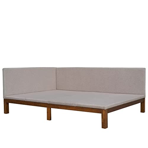 Ayvbir Sofa Bed Full Size Upholstered Daybed,Classic Mid-Century Simple Modern Design Daybed Frame with Linen Fabric Bed Sofa for Bedroom Living Room,Beige