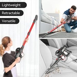 INSE Cordless Vacuum Cleaner, 6 in1 Battery Vacuum Cleaner Rechargeable, Powerful Stick Vacuum 2200m-Ah Up to 45 Mins Runtime, Lightweight Handheld Vacuum Cleaner for Hard Floor Carpet Pet Hair