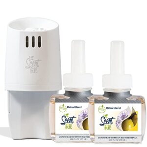 scent fill relax blend plug in air freshener starter kit (2 refills + diffuser)