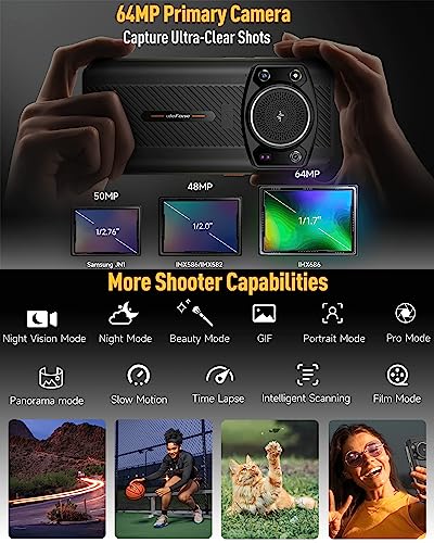 Ulefone Rugged Unlocked Phones 2023, Armor 21 122db Louder Speaker, 16+256GB, 9600mAh, 64MP+24MP Cameras, Android 13, IR Blaster, uSmart/Dock Charge Supported Rugged Smartphones T-Mobile, Black