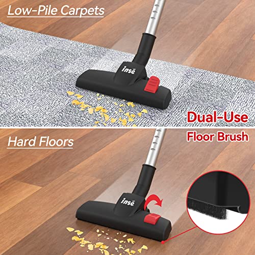 INSE Corded Stick Vacuum Cleaner, 600W Powerful Motor 18000Pa Corded Vacuum Cleaner, 6 in 1 Versatile Corded Vacuum Cleaner for Home Pet Hair Hard Floor - Red