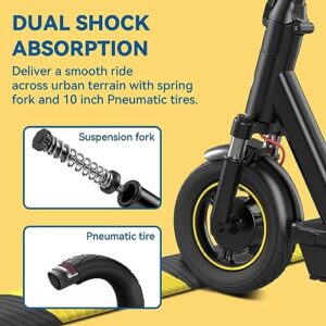 ESKUTE MAX Electric Scooter, Powerful 450W Motor, 30 Miles Range, 18.6 MPH Speed, 10" Pneumatic Tires Electric Scooter Adults, 265 lbs Max Load, Folding Commuter E Scooter with Double Braking System