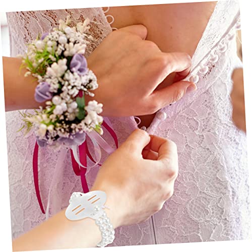 DECHOUS 20 Pcs Bridal Wrist Pearls Prom Bracelet Prom Stuff Pearl Bracelets Elastic Bead Wristband Wedding Wrist Corsages Bands Cuff Bracelet Wedding Corsage Supplies Corsage Wristlet Band