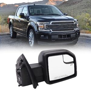 lqito right passenger side door mirror with blind spot glass assembly fits 2015-2020 ford f150 with turn signal light power heated (6pins) replaces: ‎fl3z17682cb