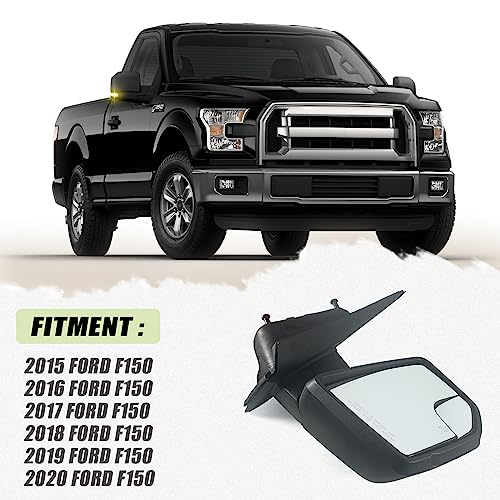 Lqito Right Passenger Side Door Mirror with Blind Spot Glass Assembly Fits 2015-2020 Ford F150 With Turn Signal Light Power Heated (6Pins) Replaces: ‎FL3Z17682CB