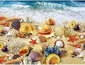 eiialerm stamped cross-stitch kits beach shells 11ct printed beginners cross stitch kits, embroidery kits for adults wall art home decoration -16x20 inch