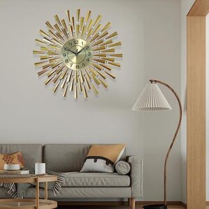 SHUNZY Large Wall Clocks for Living Room Decor Modern Gold Silent Wall Clock Battery Operated Non-Ticking for Bedroom Kitchen Office Home Decorative 24 Inch Retro Crystal Clocks Wall Decor for House