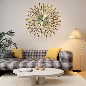 SHUNZY Large Wall Clocks for Living Room Decor Modern Gold Silent Wall Clock Battery Operated Non-Ticking for Bedroom Kitchen Office Home Decorative 24 Inch Retro Crystal Clocks Wall Decor for House