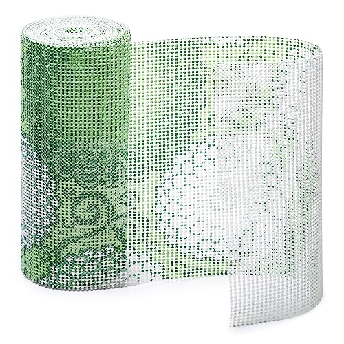 RAY STAR Shelf Liner, Non-Adhesive Refrigerator Liners for Shelves Washable 12 * 120 inch, Vinyl Shelf Drawer Liner Non-Slip Bathroom Cabinet Liner for Kitchen/Storage/Desks (Green Circle)