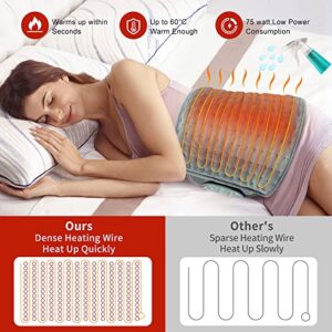 Upgraded Heating Pad for Back Pain Relief Electric Heating Pads for Cramps with Belt (12"x24"+20'') 4 Auto Off & 6 Heat Level Large Menstrual Heating Pad XL Moist/Dry Heat Pad for Neck and Shoulder