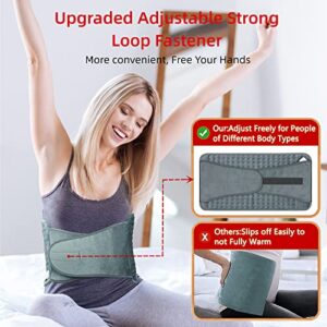 Upgraded Heating Pad for Back Pain Relief Electric Heating Pads for Cramps with Belt (12"x24"+20'') 4 Auto Off & 6 Heat Level Large Menstrual Heating Pad XL Moist/Dry Heat Pad for Neck and Shoulder