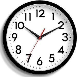 DAXSMY Wall Clock, Analog Clock Small, 10 Inch Silent Non-Ticking Wall Clocks Battery Operated Decorative for Kitchen, Office, Outdoor, Bedroom, Bathroom, Living Room, School, Classroom(Black)