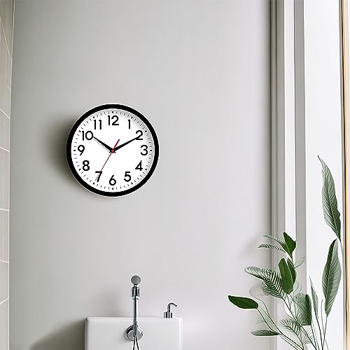 DAXSMY Wall Clock, Analog Clock Small, 10 Inch Silent Non-Ticking Wall Clocks Battery Operated Decorative for Kitchen, Office, Outdoor, Bedroom, Bathroom, Living Room, School, Classroom(Black)