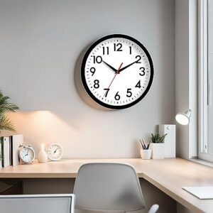 DAXSMY Wall Clock, Analog Clock Small, 10 Inch Silent Non-Ticking Wall Clocks Battery Operated Decorative for Kitchen, Office, Outdoor, Bedroom, Bathroom, Living Room, School, Classroom(Black)