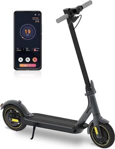 electric scooter 10" solid tires 600w peak motor -19 mph speed folding e scootefor for adults,with smart app,al alloy frame and dual brakes